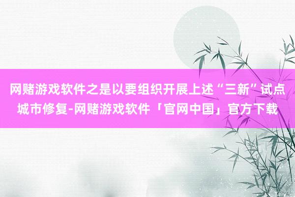 网赌游戏软件之是以要组织开展上述“三新”试点城市修复-网赌游戏软件「官网中国」官方下载